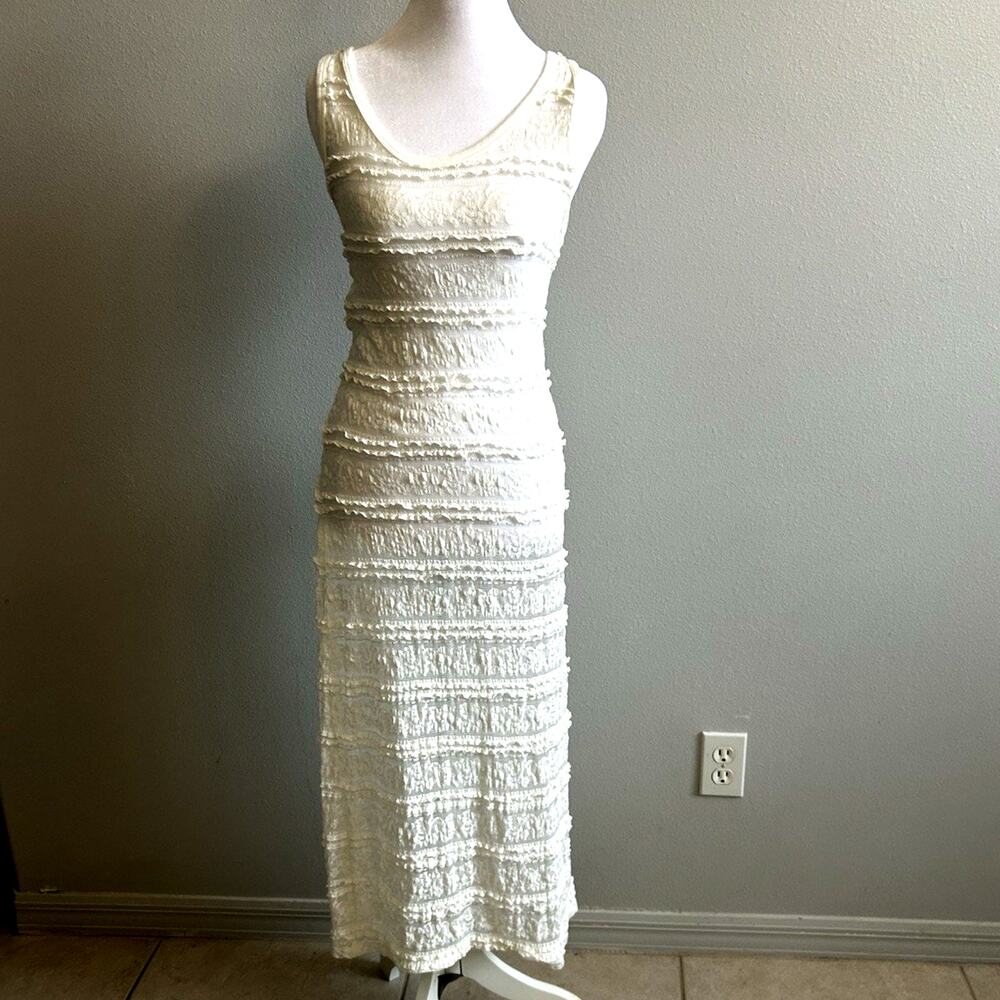 Women’s Dress Maxi Coverup Tank Ivory bodycon Long Beach See Through Lace Fairy